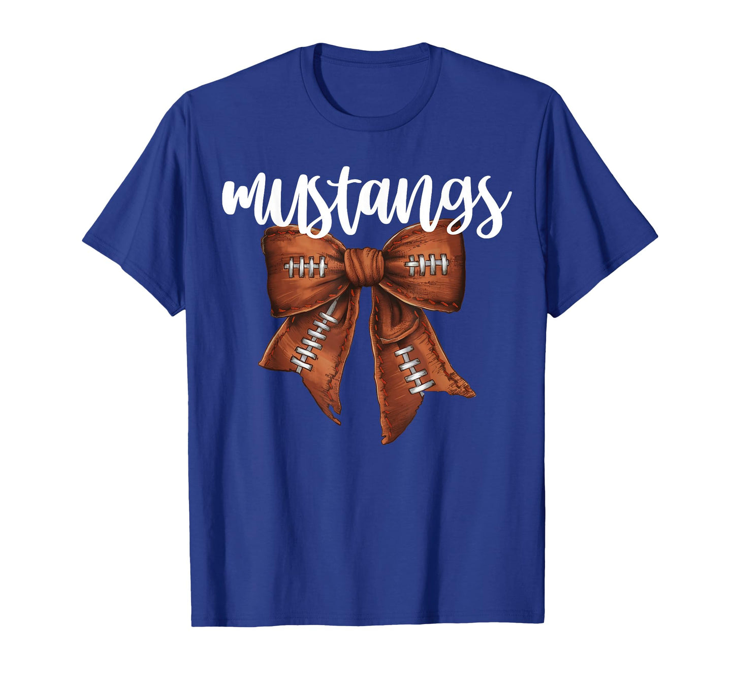 Mustangs Football Bow School Spirit Team Mascot Game Night T-Shirt