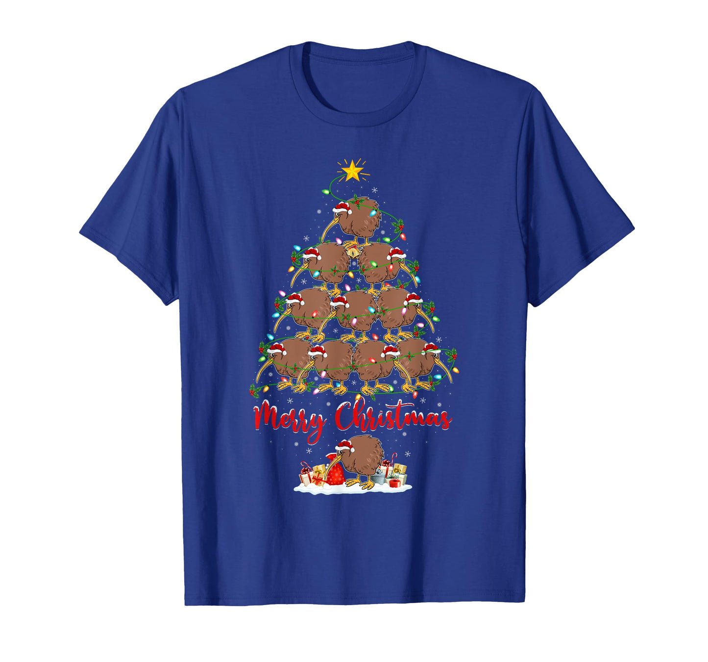 Kiwi Bird Lover Xmas Matching Santa Kiwi Christmas Tree T-Shirt