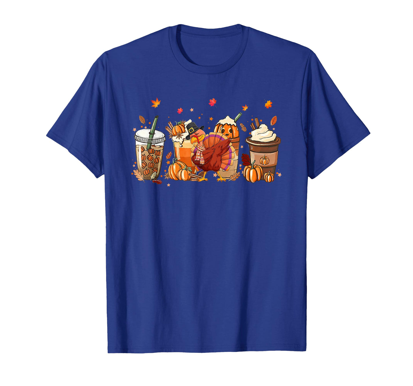 Fall Coffee Pumpkin Spice Latte Iced Autumn Turkey Bird T-Shirt