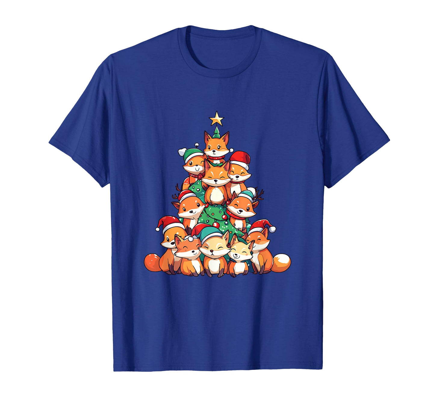 Fox Christmas Tree Xmas Girls Boys Funny Santa T-Shirt