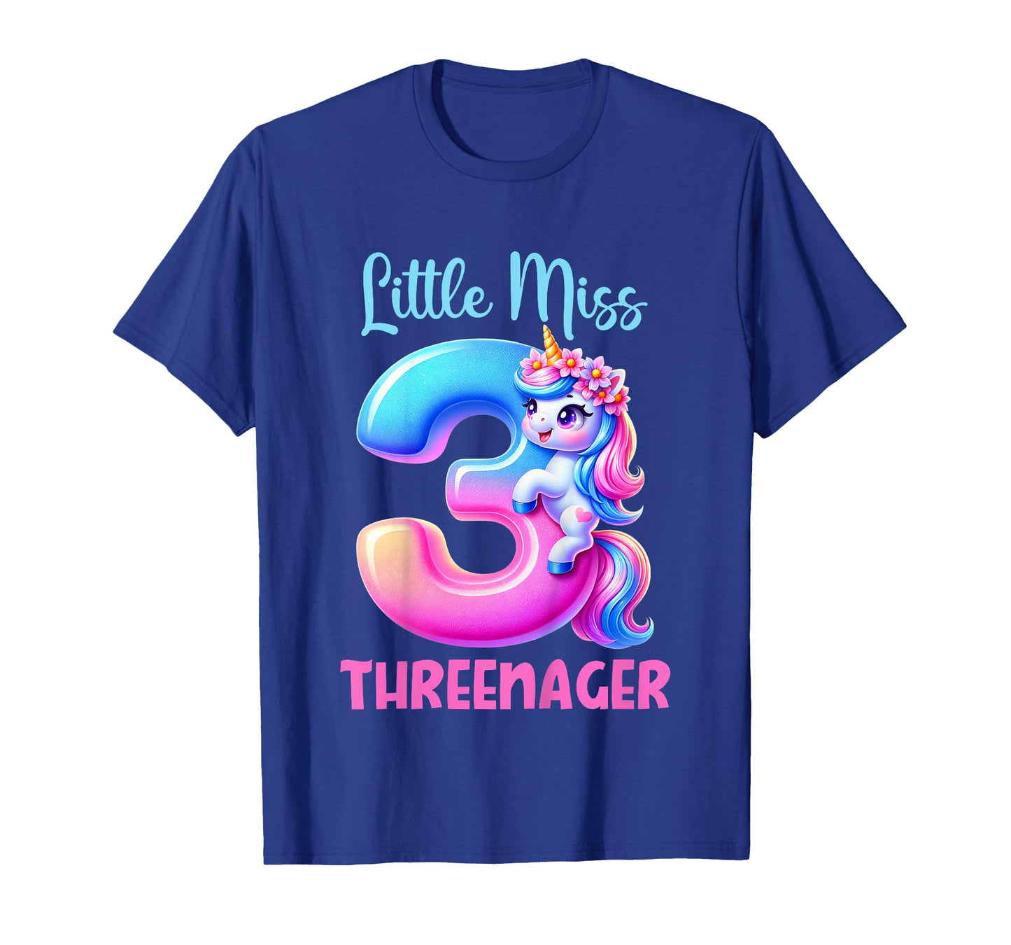 Little Miss Threenager Three 3rd Birthday Girls 3 Years T-Shirt