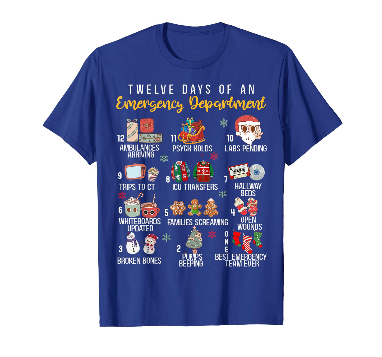 12 Days Of An Emergency Department, ER Nurse Christmas T-Shirt