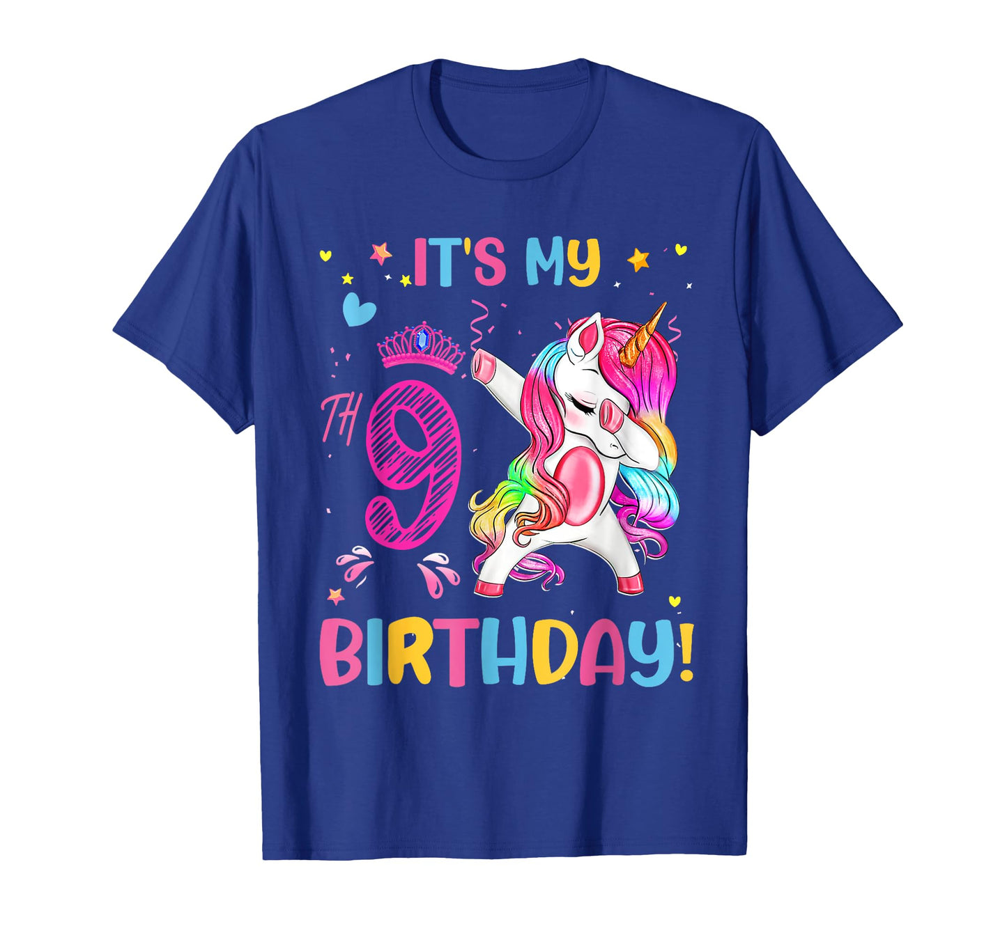 It's My 9th Birthday Unicorn Girls Funny 9 Year Old Birthday T-Shirt