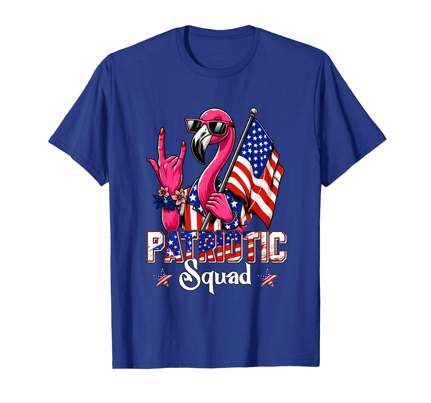 Patriotic Squad Flamingo Sunglasses Rock 4th Of July US Flag T-Shirt