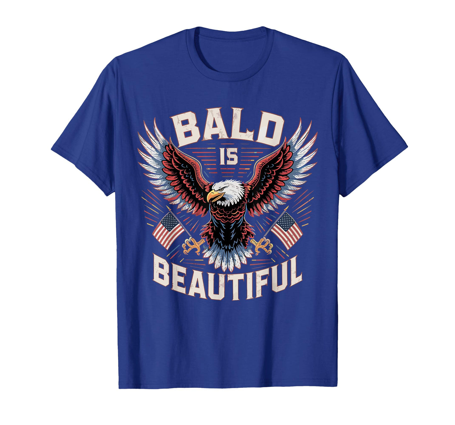 Bald is Beautiful American Bald Eagle USA Flag T-Shirt for Women Kids Men