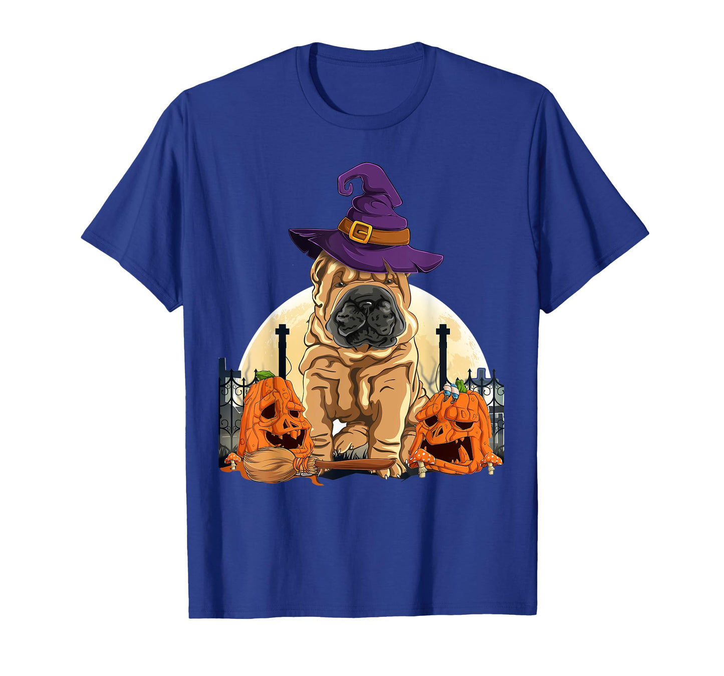 Shar-Pei Halloween Pumpkin & Moon For Dog Lover Shar Pei T-Shirt