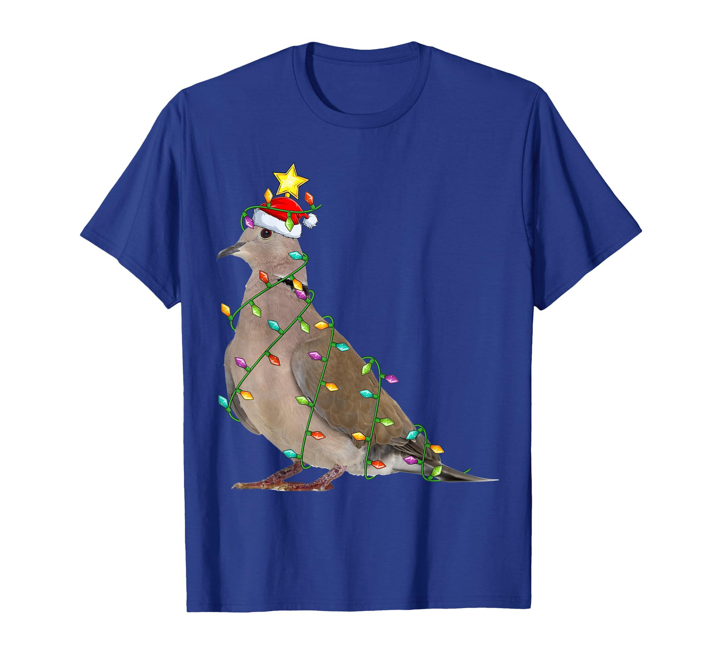 Xmas Tree Lighting Santa Mourning Dove Bird Christmas T-Shirt