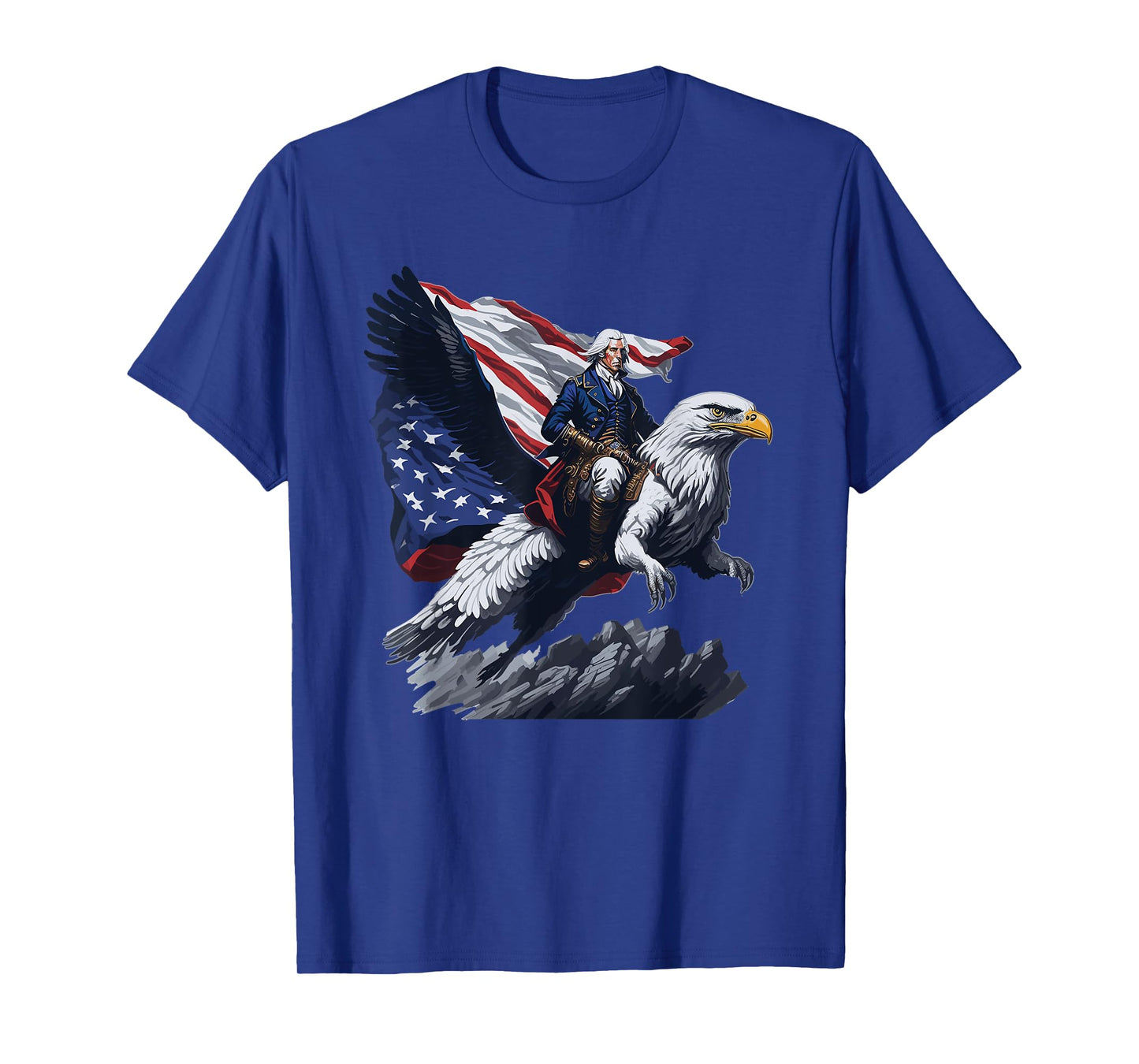 George Washington Riding A Bald Eagle Patriotic Women Men T-Shirt