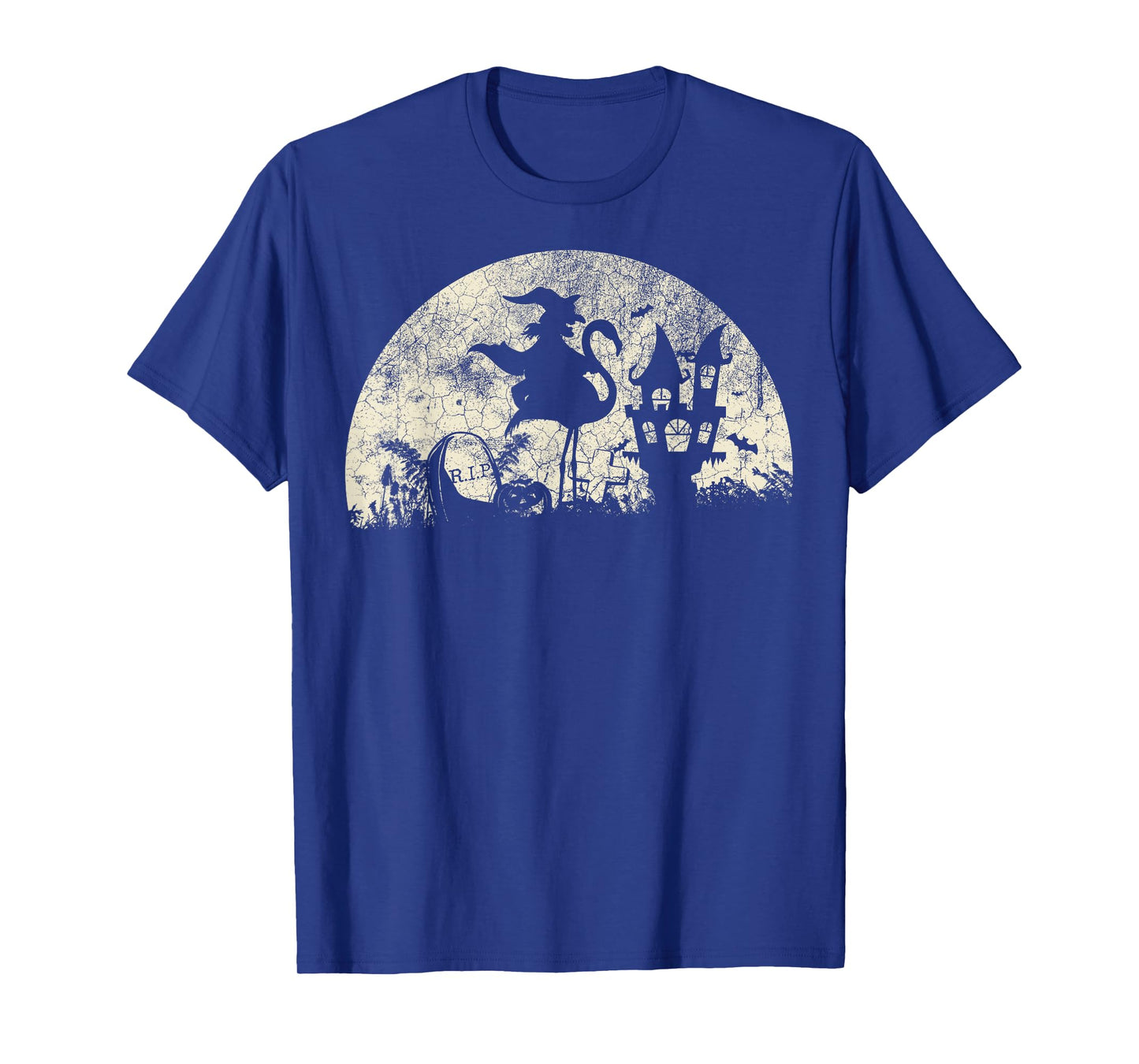 Halloween Witch on Flamingo - Funny Trick or Treat Costume T-Shirt