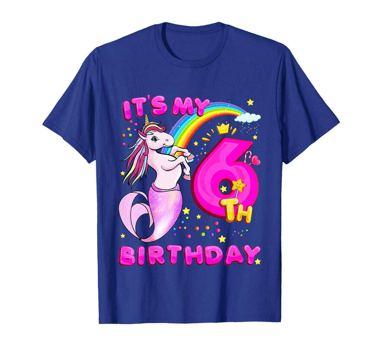 6th Birthday Unicorn Mermicorn Mermaid Gifts For Girls T-Shirt