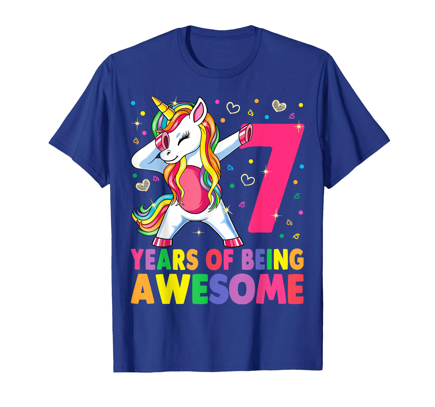 7 Years Old Unicorn Dabbing 7th Birthday Girl Unicorn Party T-Shirt