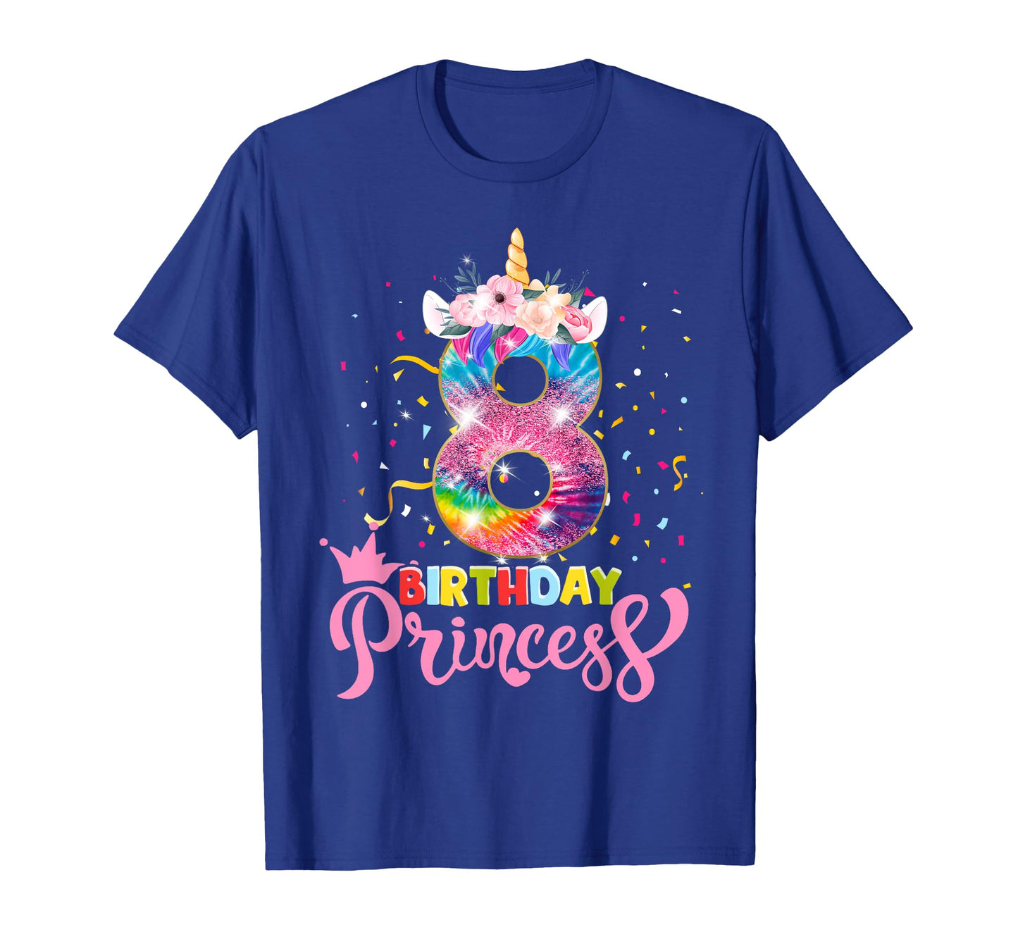 8th Birthday Unicorn Princess 8 Year Old Party Girls T-Shirt