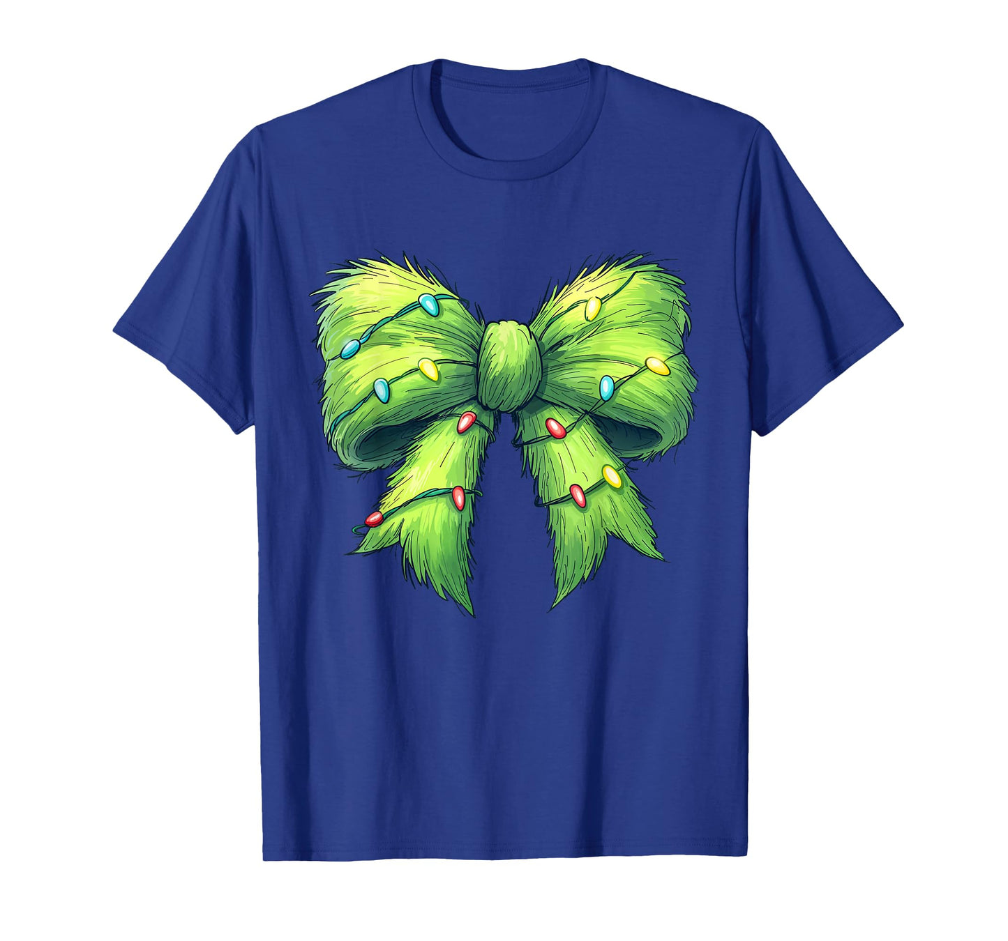 Coquette Christmas Bow Girl Women Holiday Ribbon Tree Lights T-Shirt