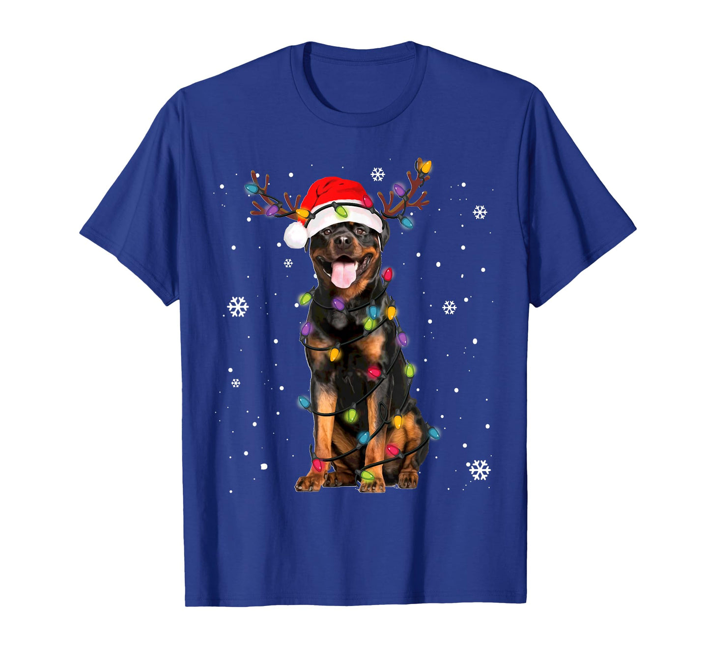 Rottweiler Santa Christmas Lights Xmas Dog Lover Xmas Pajama T-Shirt