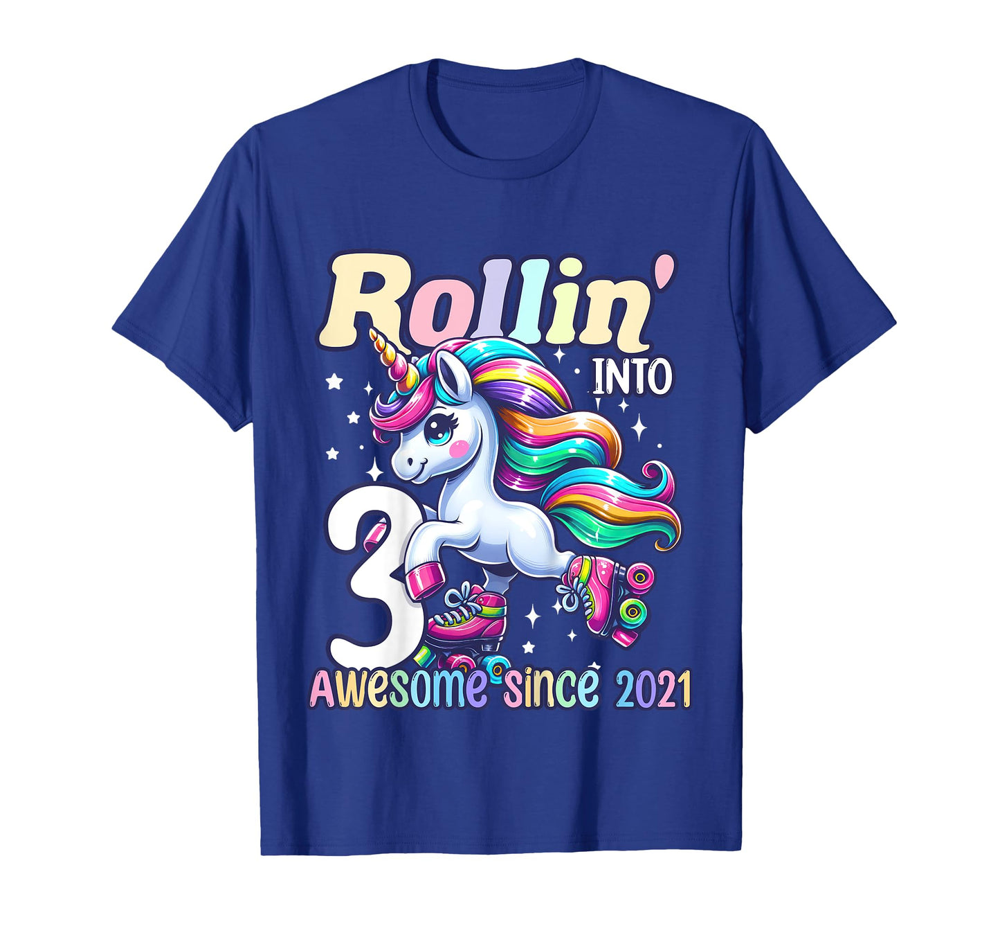 Unicorn 3rd Birthday 3 Year Old Roller Skate Party Girls T-Shirt