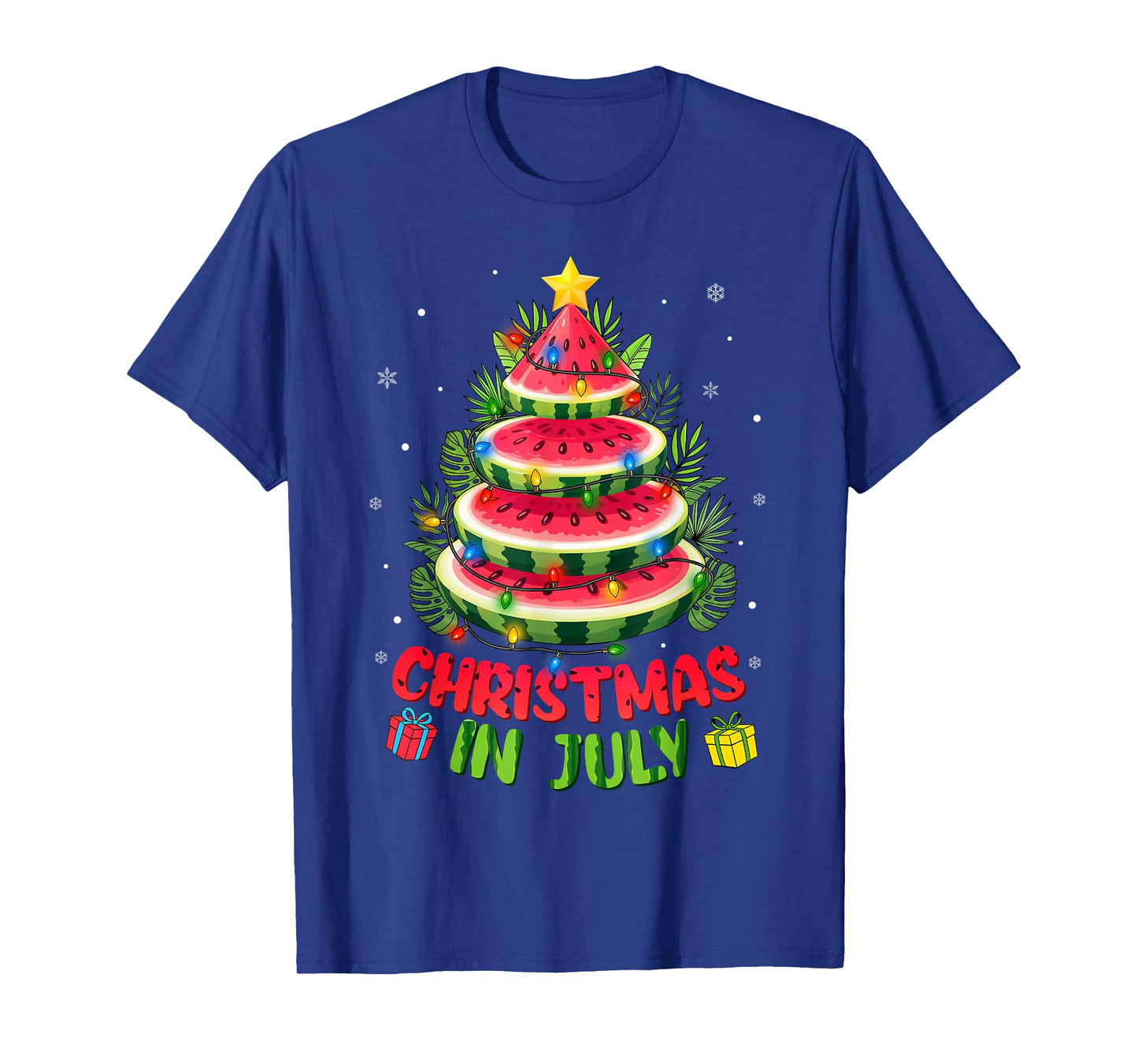 Christmas In July Shirts Watermelon Tree Beach Summer Hawaii T-Shirt