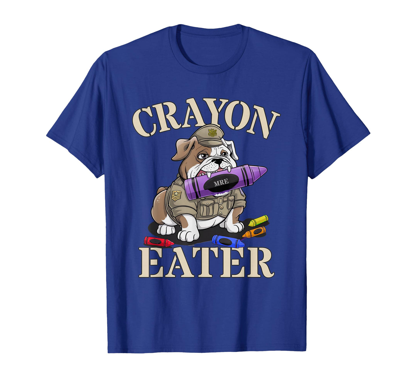 Kawaii Crayon Eater Bulldog Soldier School Boot Camp Humor T-Shirt