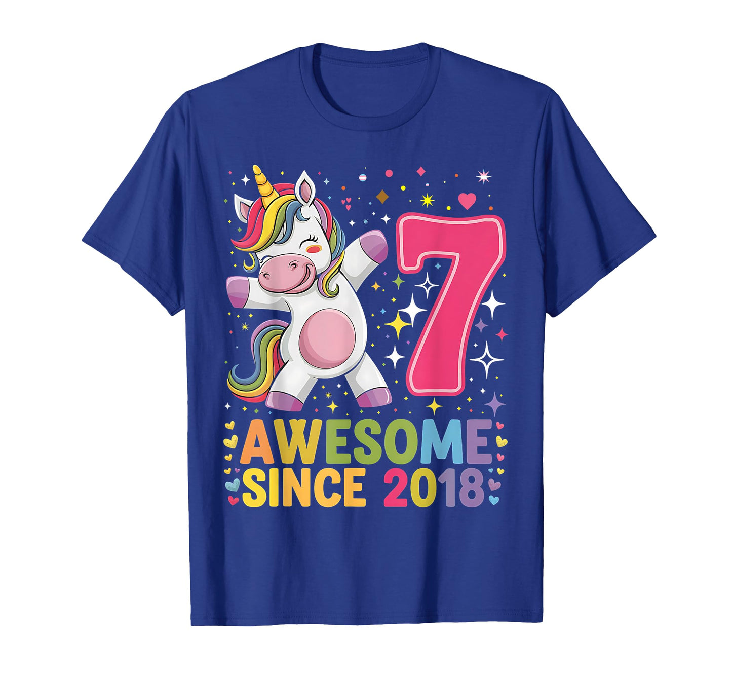 7 Years Old Unicorn Dabbing 7th Birthday Unicorn Party Girls T-Shirt