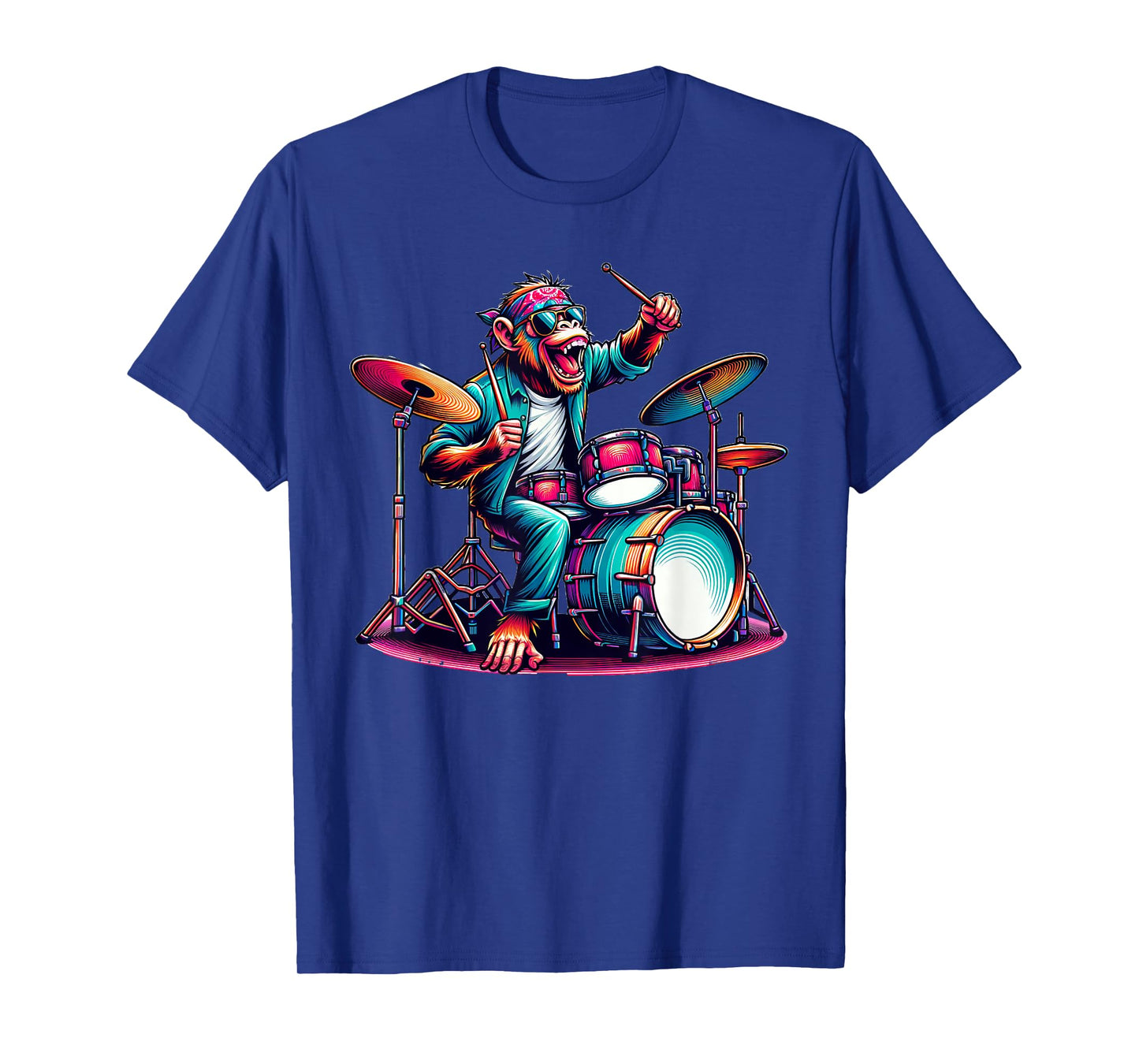 Cute Monkey Playing Drums Monkeys Drummer Music T-Shirt