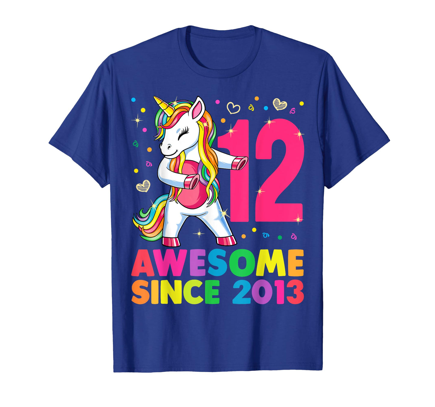 12 Years Old Unicorn Flossing 12th Birthday Girl Gift Party T-Shirt