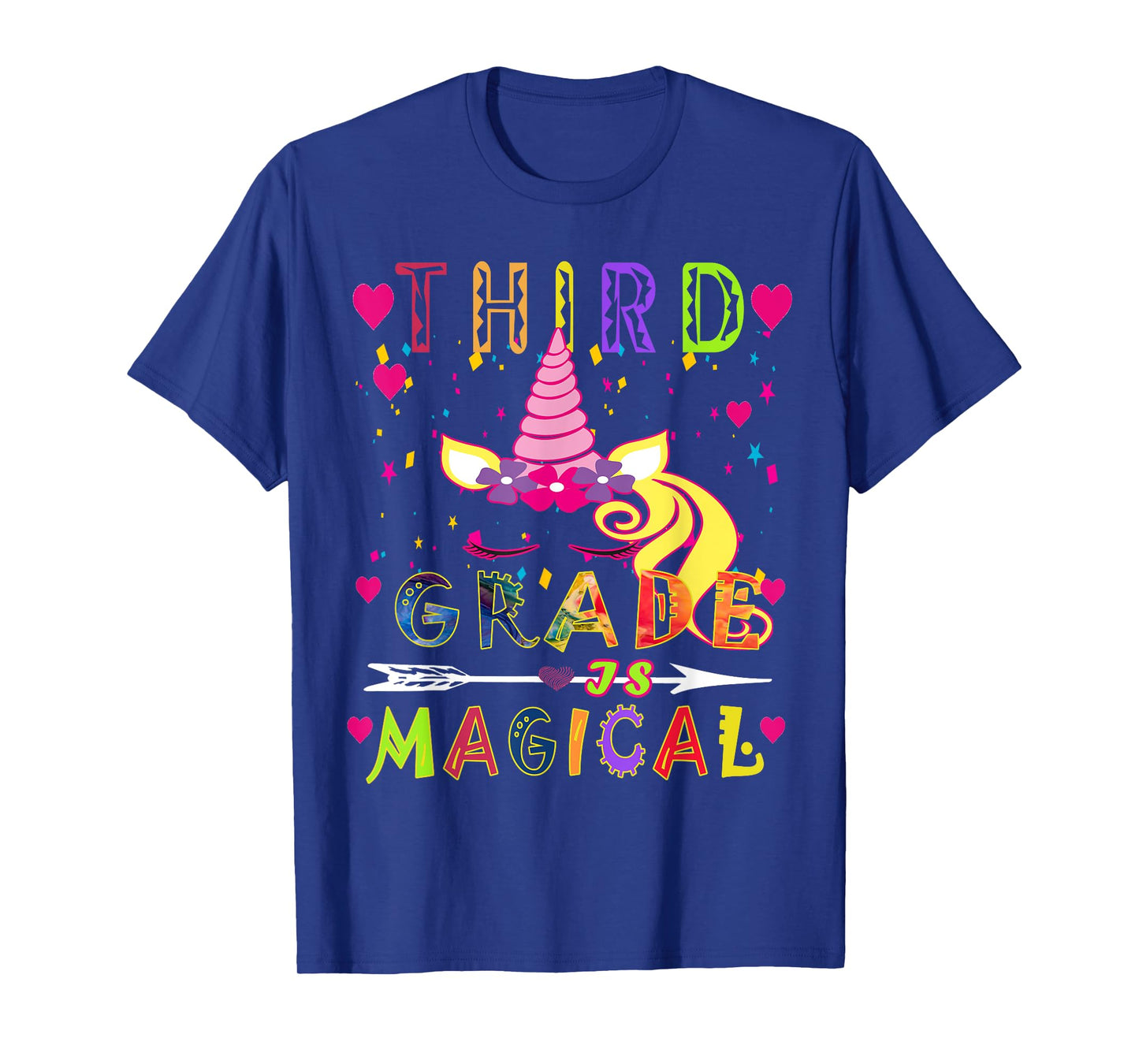 Unicorn Third Grade Is Magical Funny Back To School Teacher Men Women Girls Kids T-Shirt