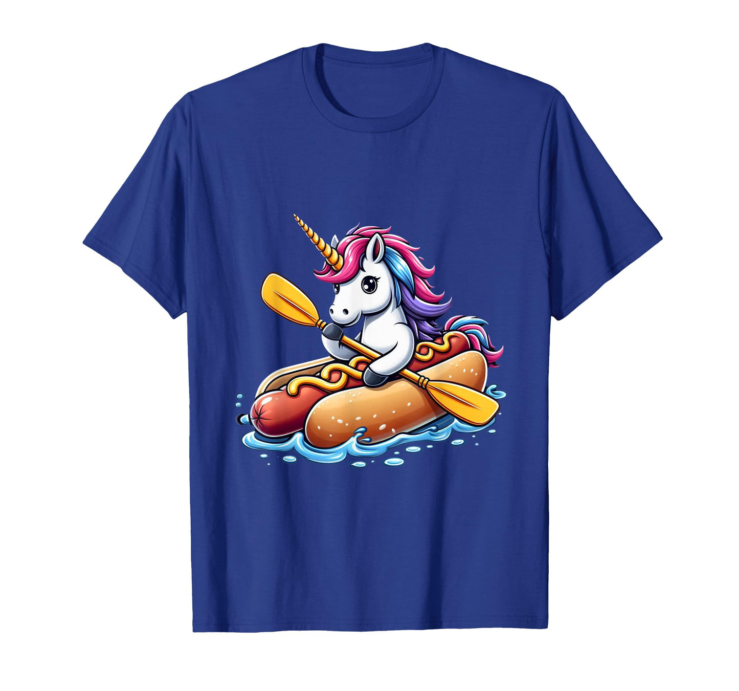 Unicorn Riding Hot Dog Boys Girls Women Kids Teens Rainbow T-Shirt
