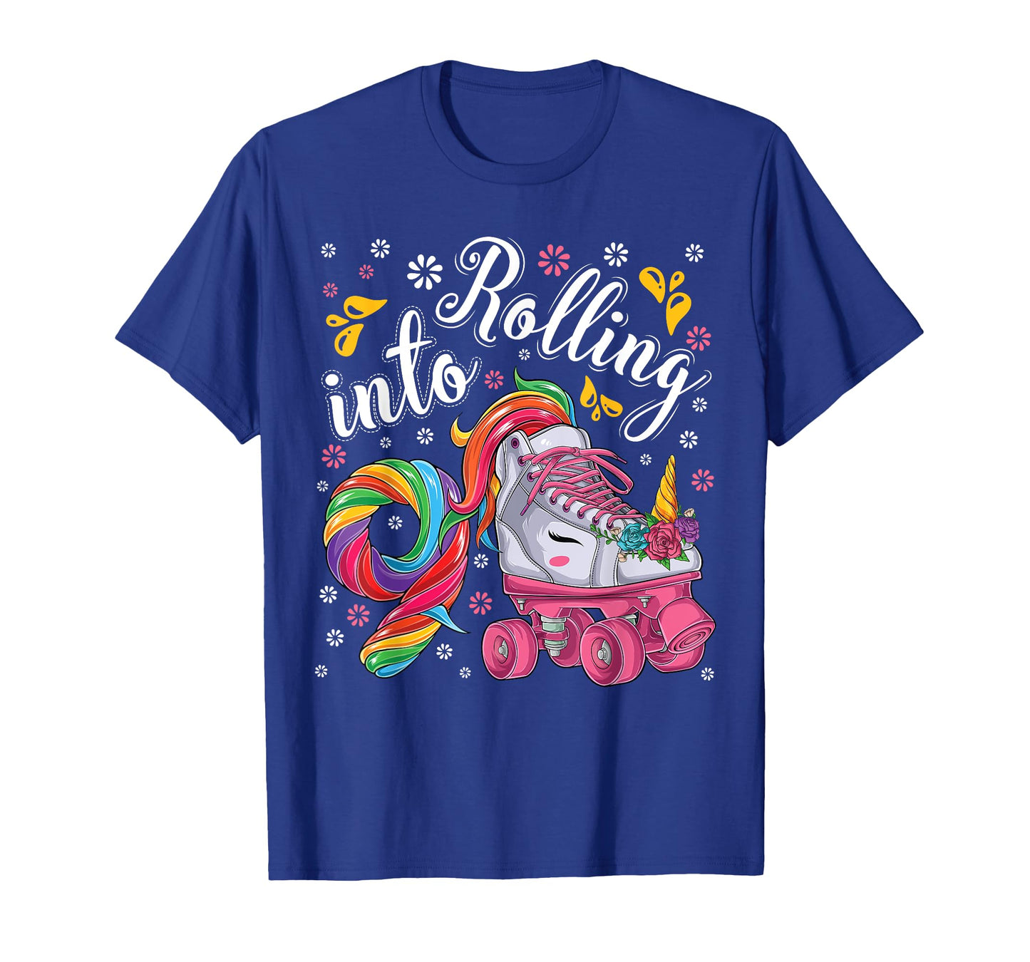 Roller Girl 9 year old Unicorn Rolling skate 9th birthday T-Shirt