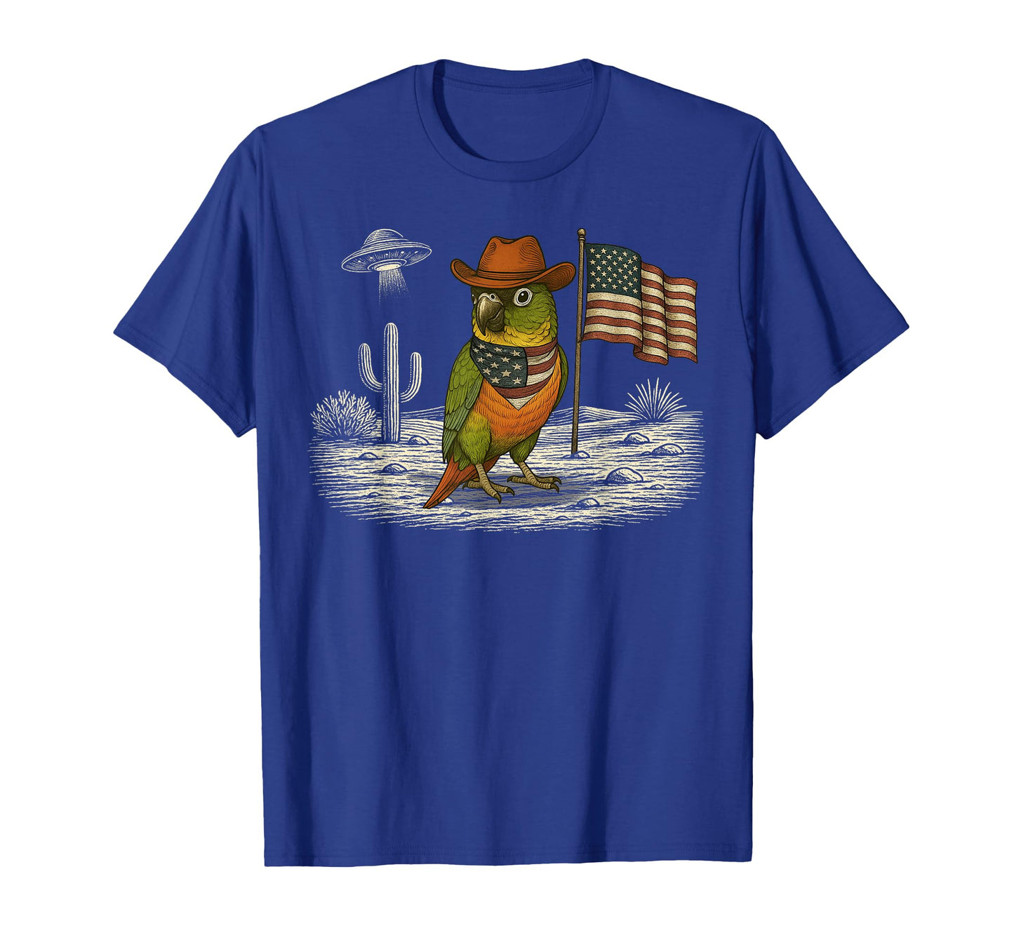 Green Cheek Conure 4th of July US American Flag Patriotic T-Shirt