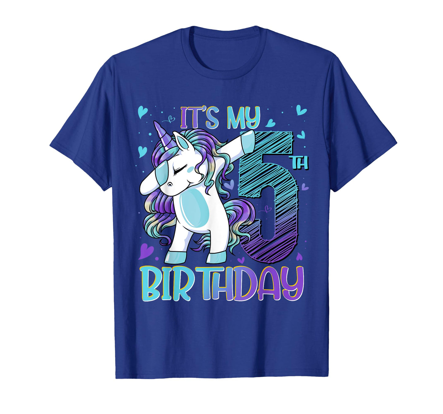 5 Year Old Unicorn Dabbing 5th Birthday Girl Unicorn Party T-Shirt