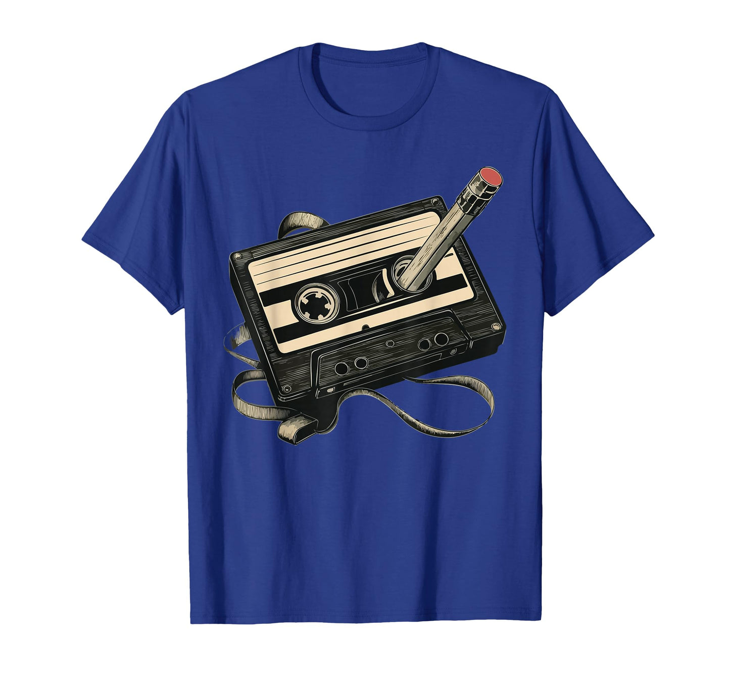 Retro Cassette Tape with Pencil Rewind T-Shirt