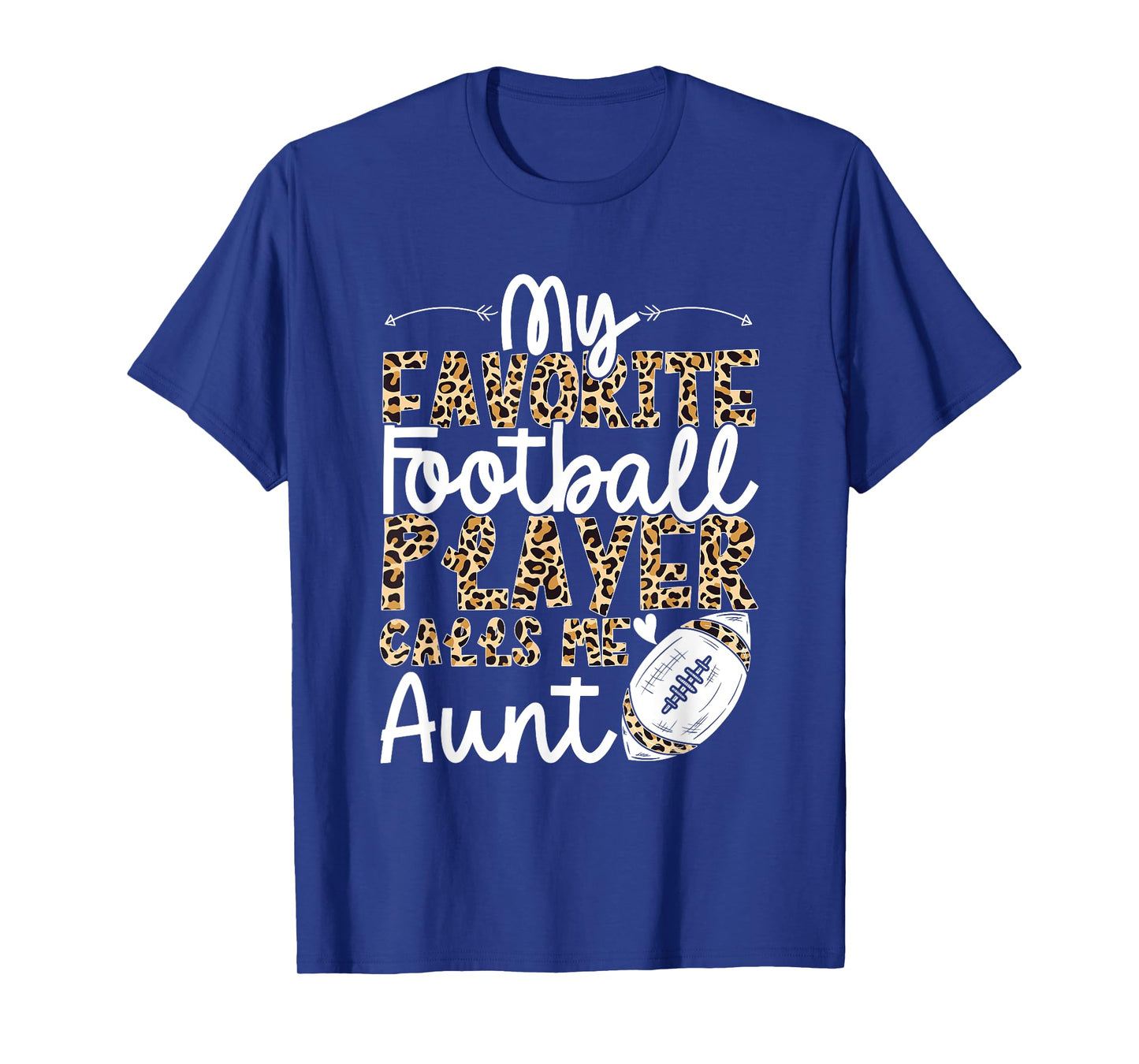 Football Aunt Football Player Leopard Pattern Football Aunt T-Shirt