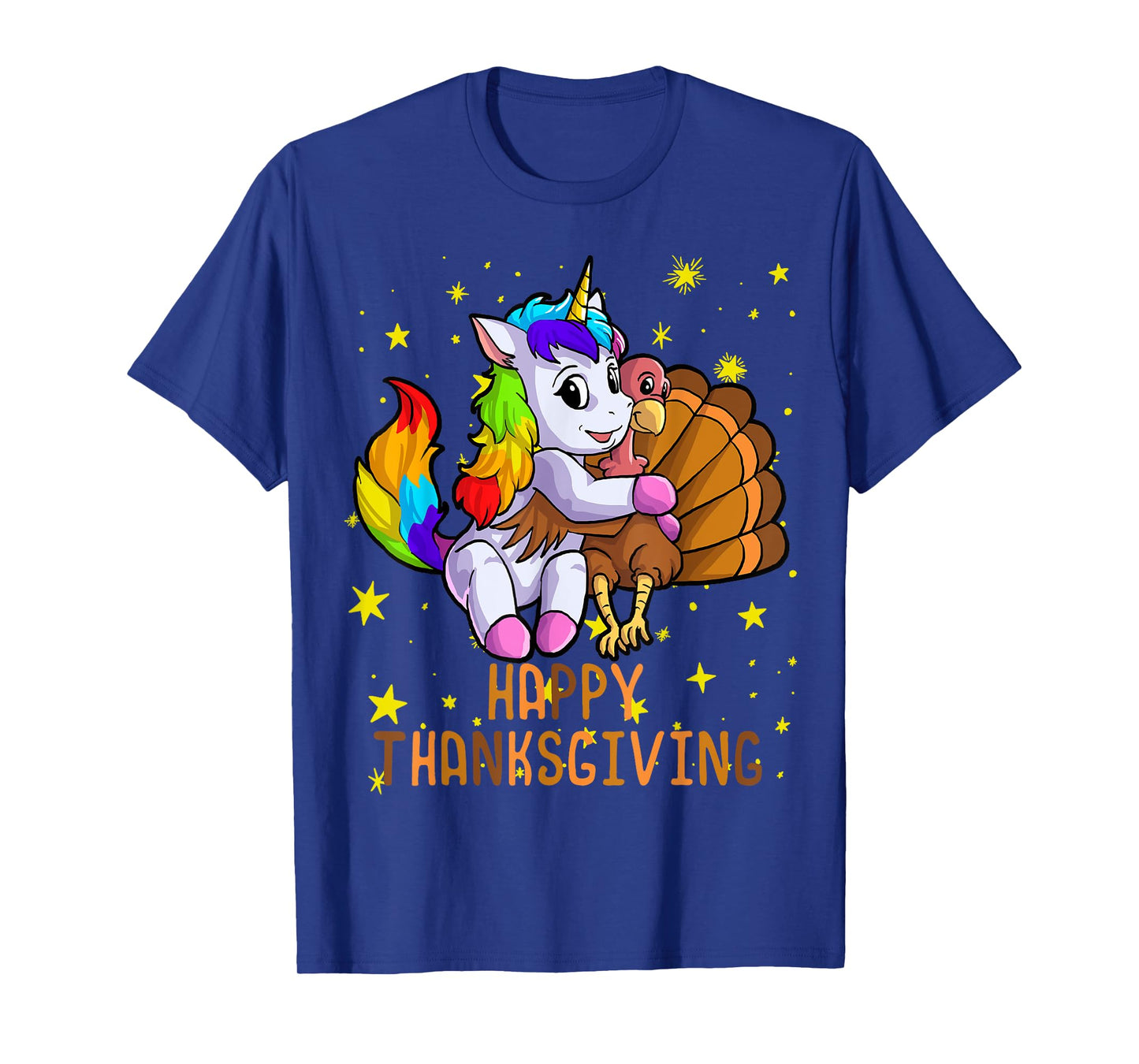 Cute Unicorn Hugs Turkey Happy Thanksgiving Girls T-Shirt