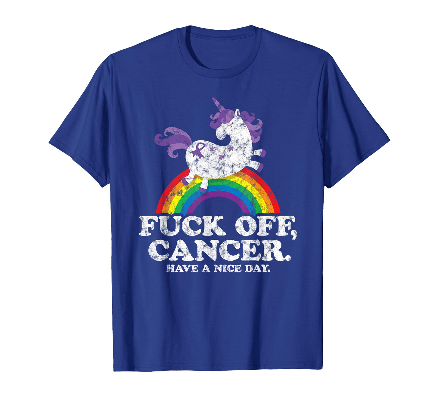 Fuck Off Cancer | Survivor Quote | Funny Unicorn Rainbow T-Shirt