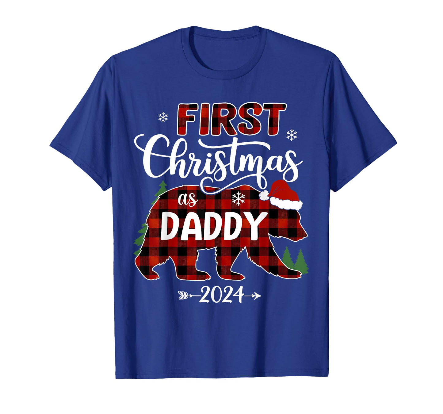 First Christmas As Daddy 2024 Bear Santa Hat Pregnancy Baby T-Shirt