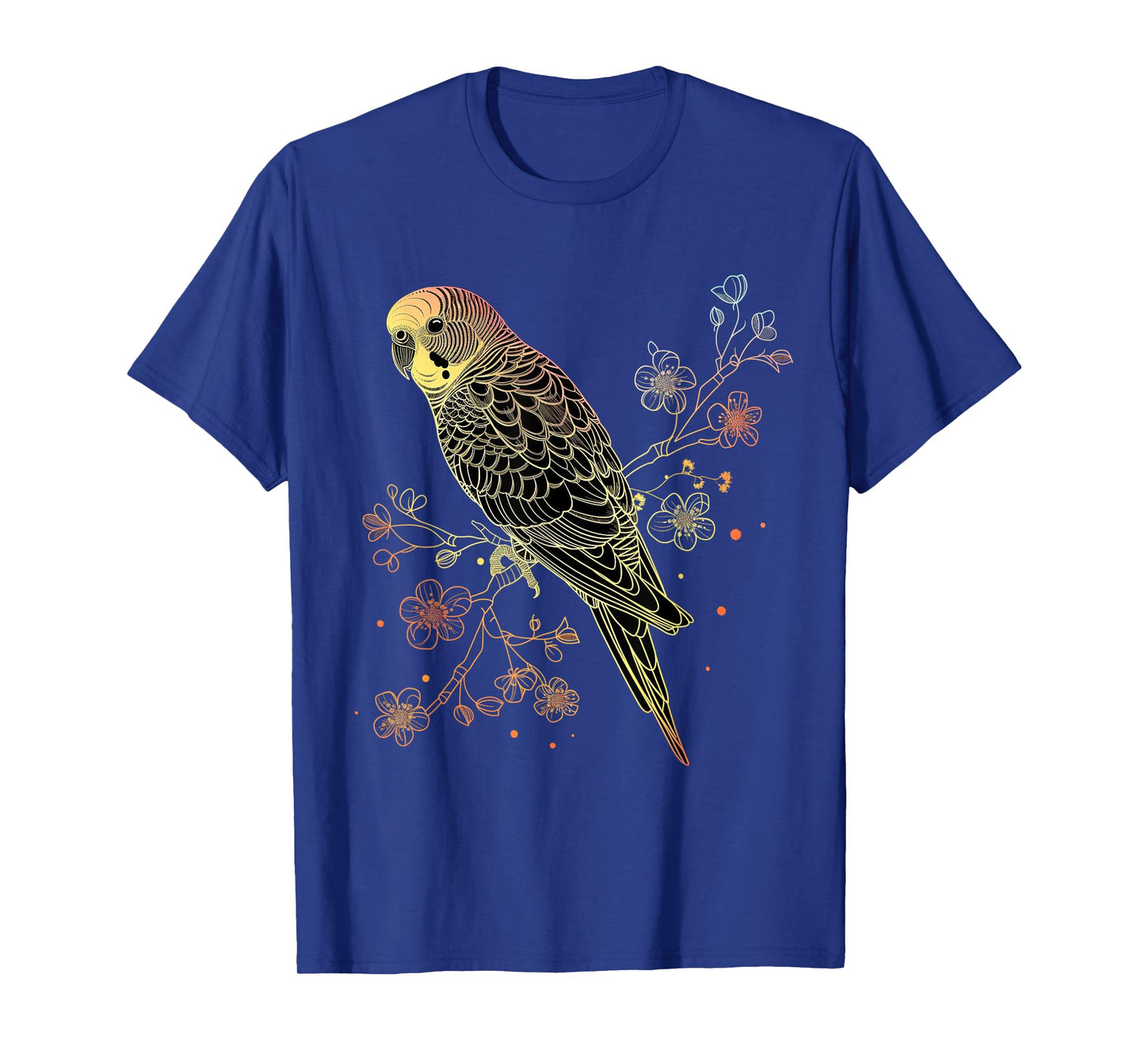 Budgie Parakeet Bird Mom Budgerigar Parrot Vintage Flower T-Shirt