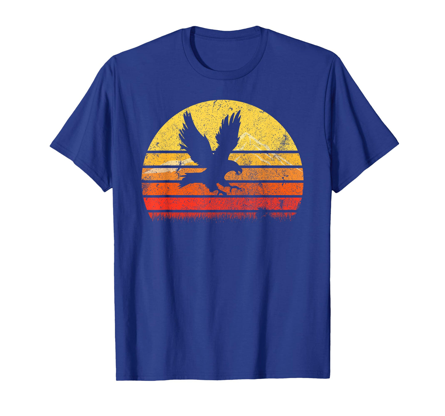 Vintage Retro Hawk Silhouette Sunset Bird Lover Distressed T-Shirt