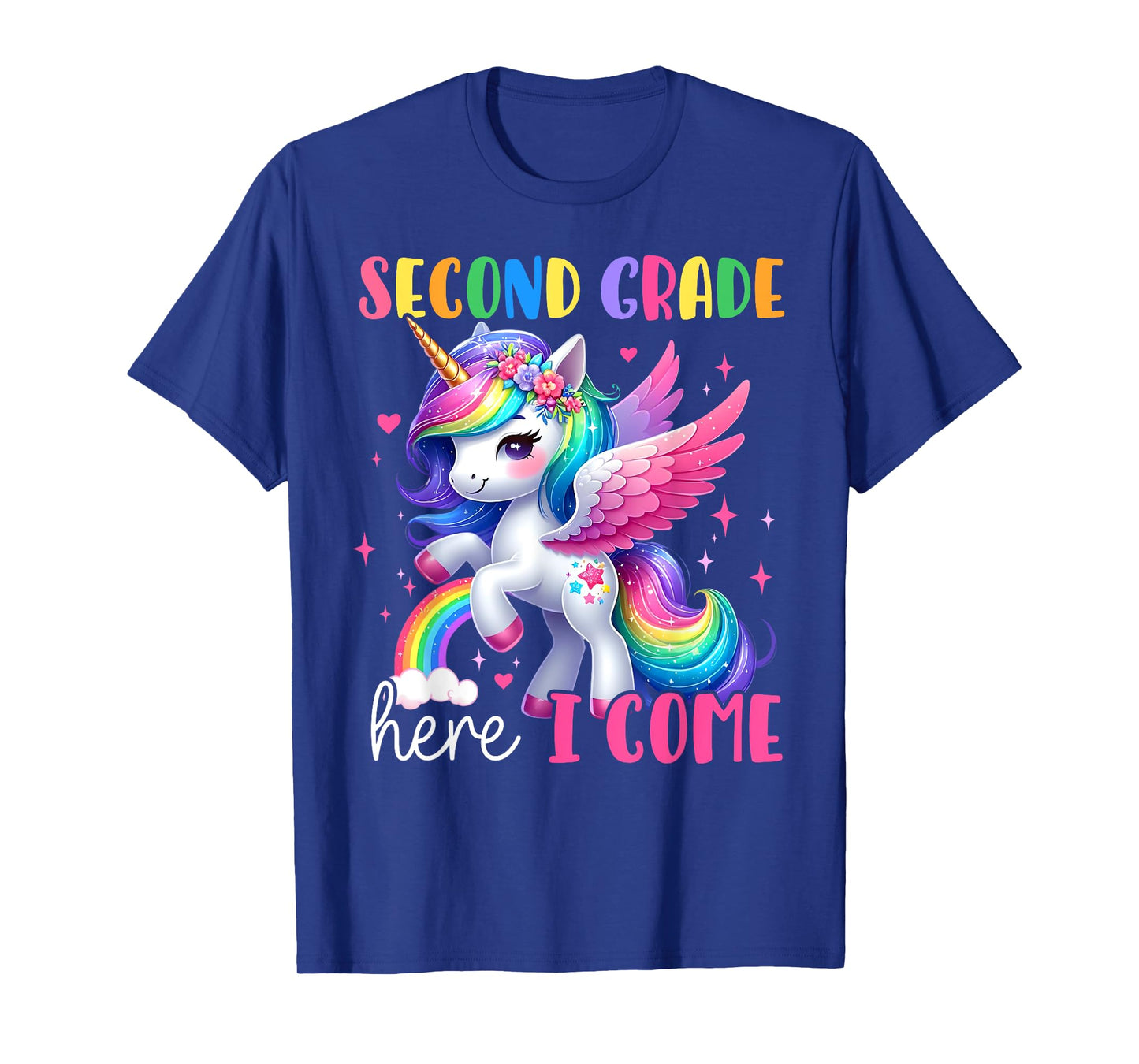 Second Grade Here I Come Unicorn Girls Kids Back To School T-Shirt