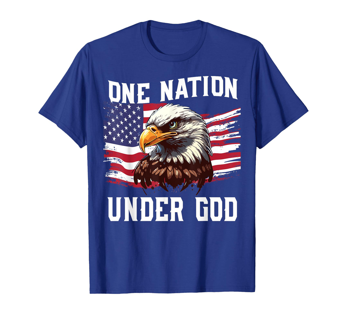 Men's One Nation Under God Bald Eagle Patriotic 4th July USA T-Shirt