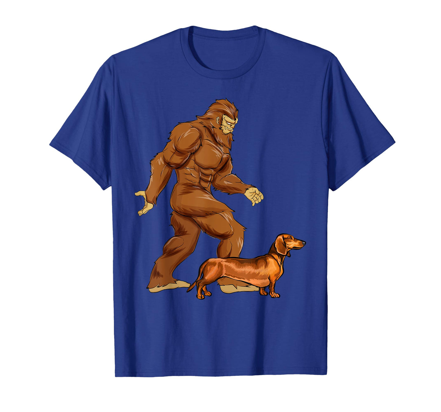 Funny Bigfoot Walking Brown Dachshund Sasquatch Dog Men Women Girls Kids T-Shirt