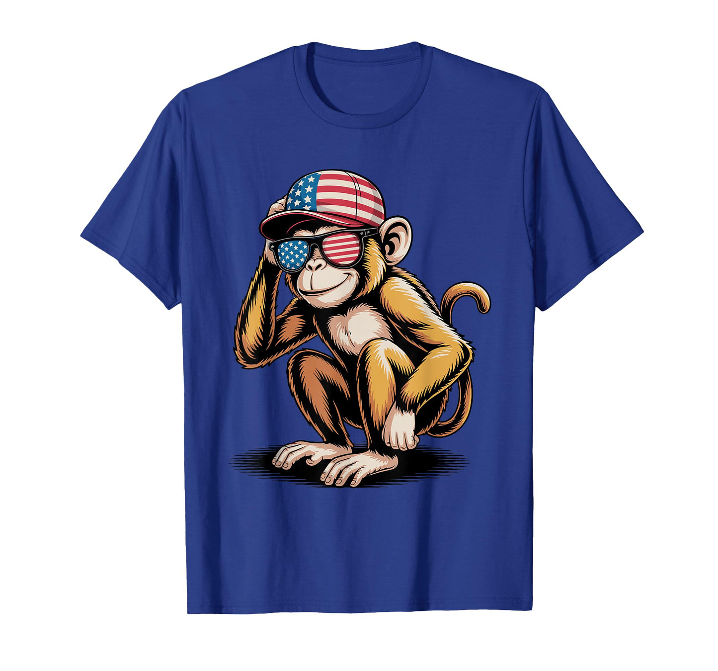 Funny Monkey USA Flag Sunglasses Independence 4th of July T-Shirt