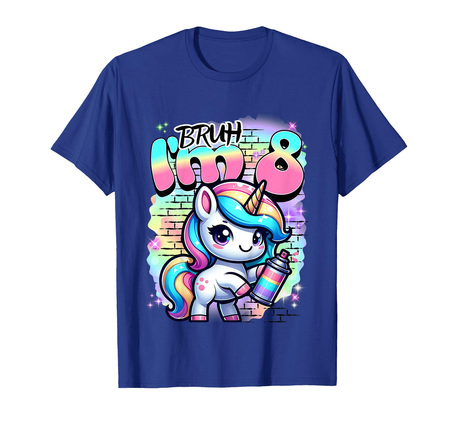 Kids Cute Funny 8 year Old 8th Pastel Colored Unicorn Birthday T-Shirt