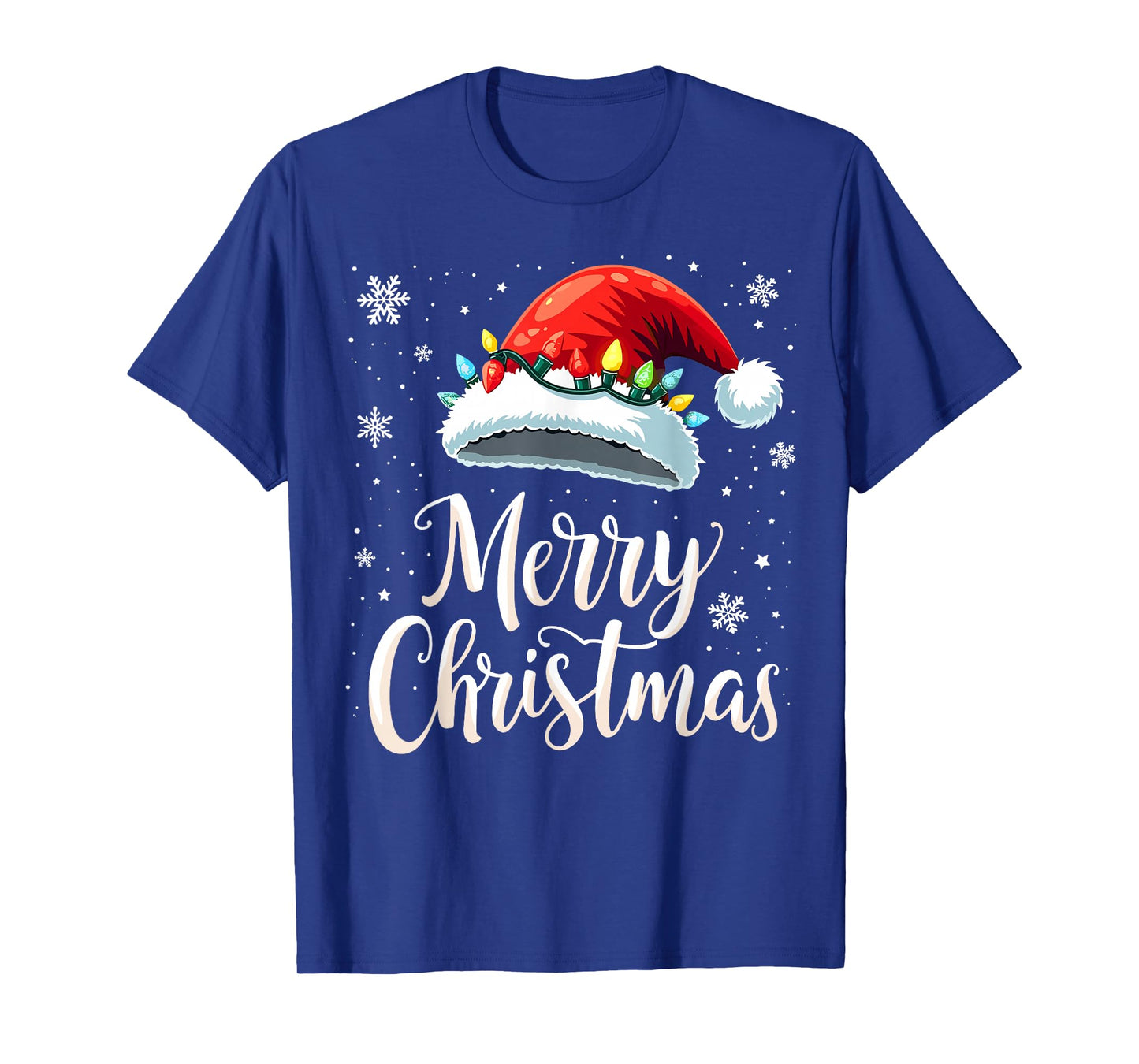 Merry Christmas Lights Red Santa Hat Xmas Family T-Shirt