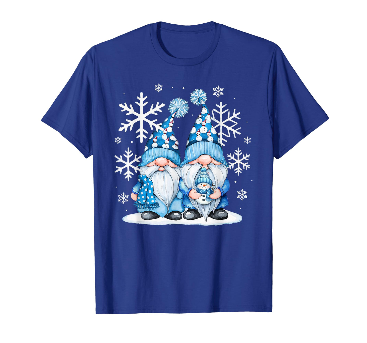 Funny Snowman Gnomies With Snowflakes Cute Gnome Christmas T-Shirt