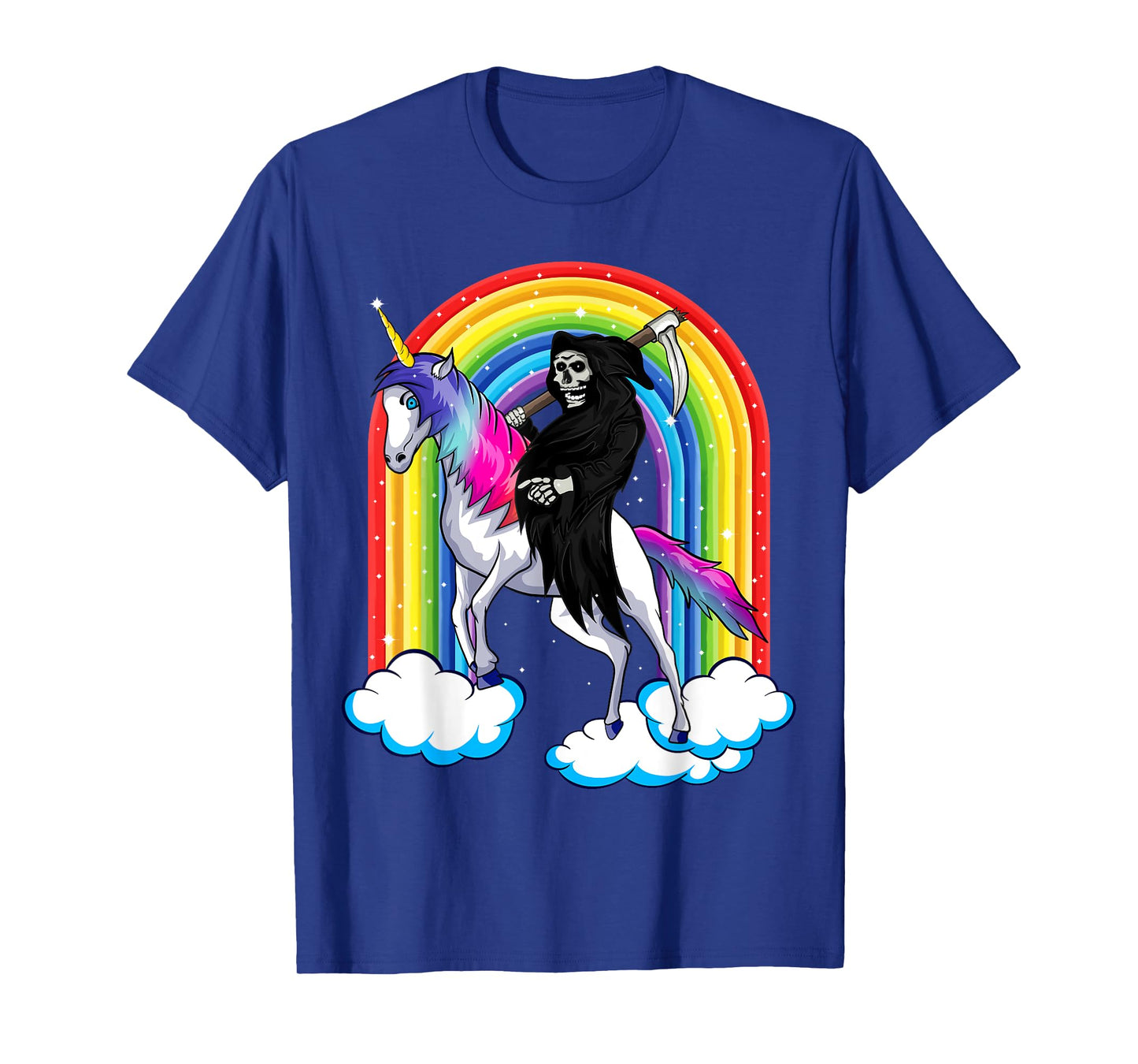 Grim Reaper Skull Riding An Unicorn, Death Unicorn Halloween T-Shirt