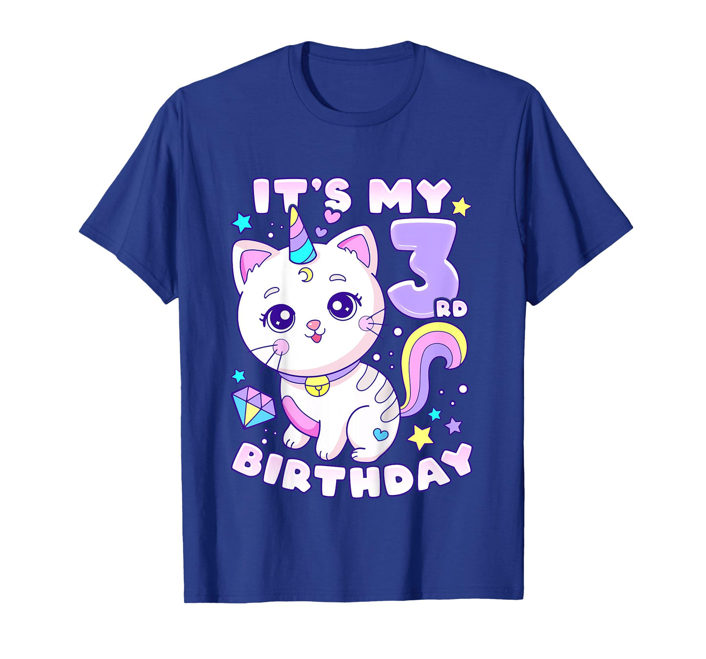 Birthday girl 3 years old, cat, unicorn, 3rd birthday T-Shirt