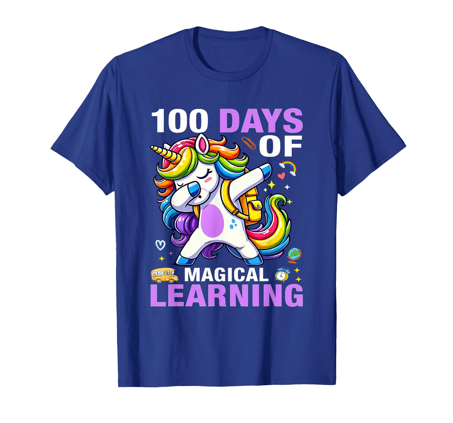100 Days of Magical Learning Unicorn 100 Days Of School Girl T-Shirt