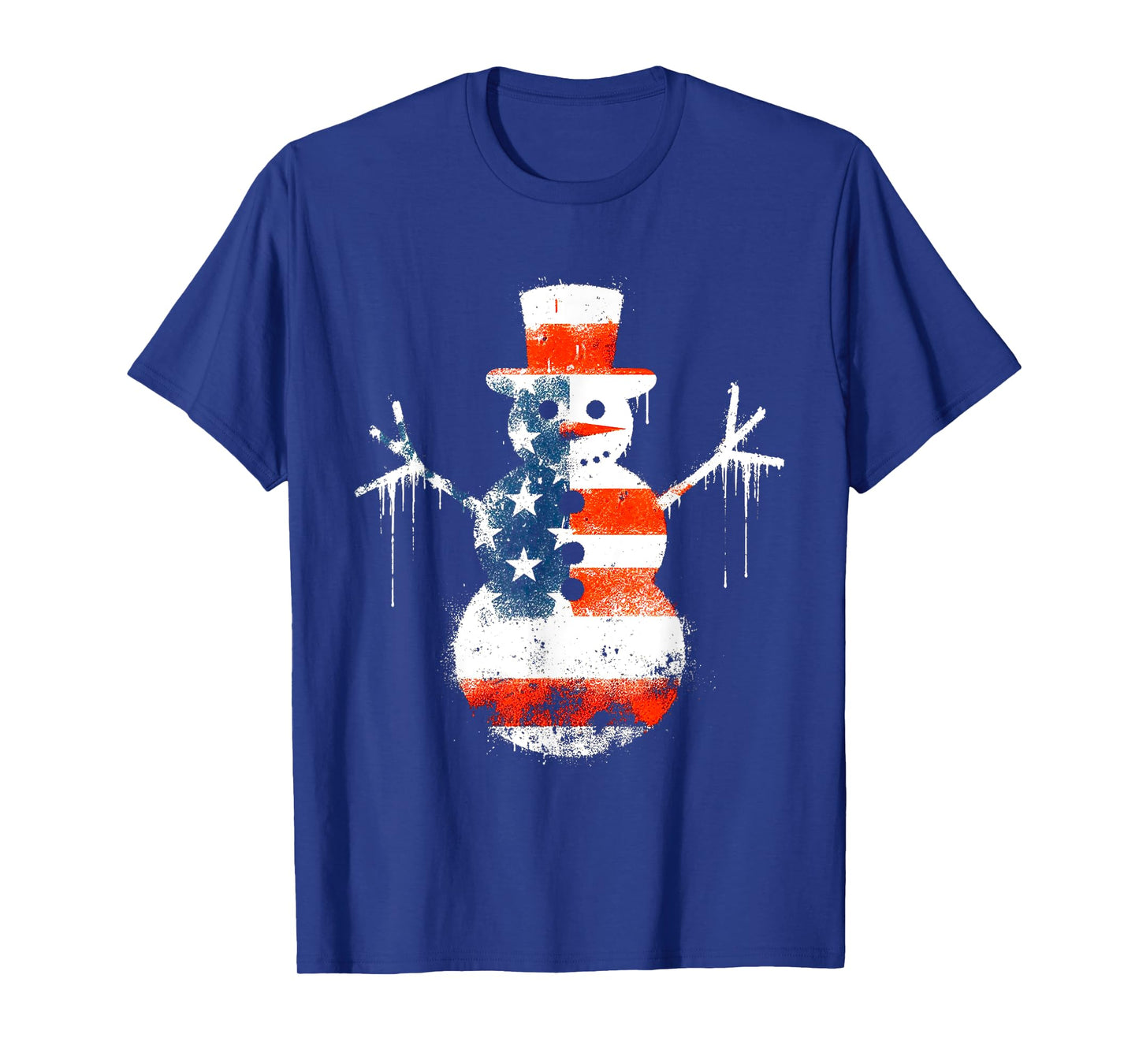 Snowman American Flag - Patriotic USA Snowman Xmas Lover T-Shirt