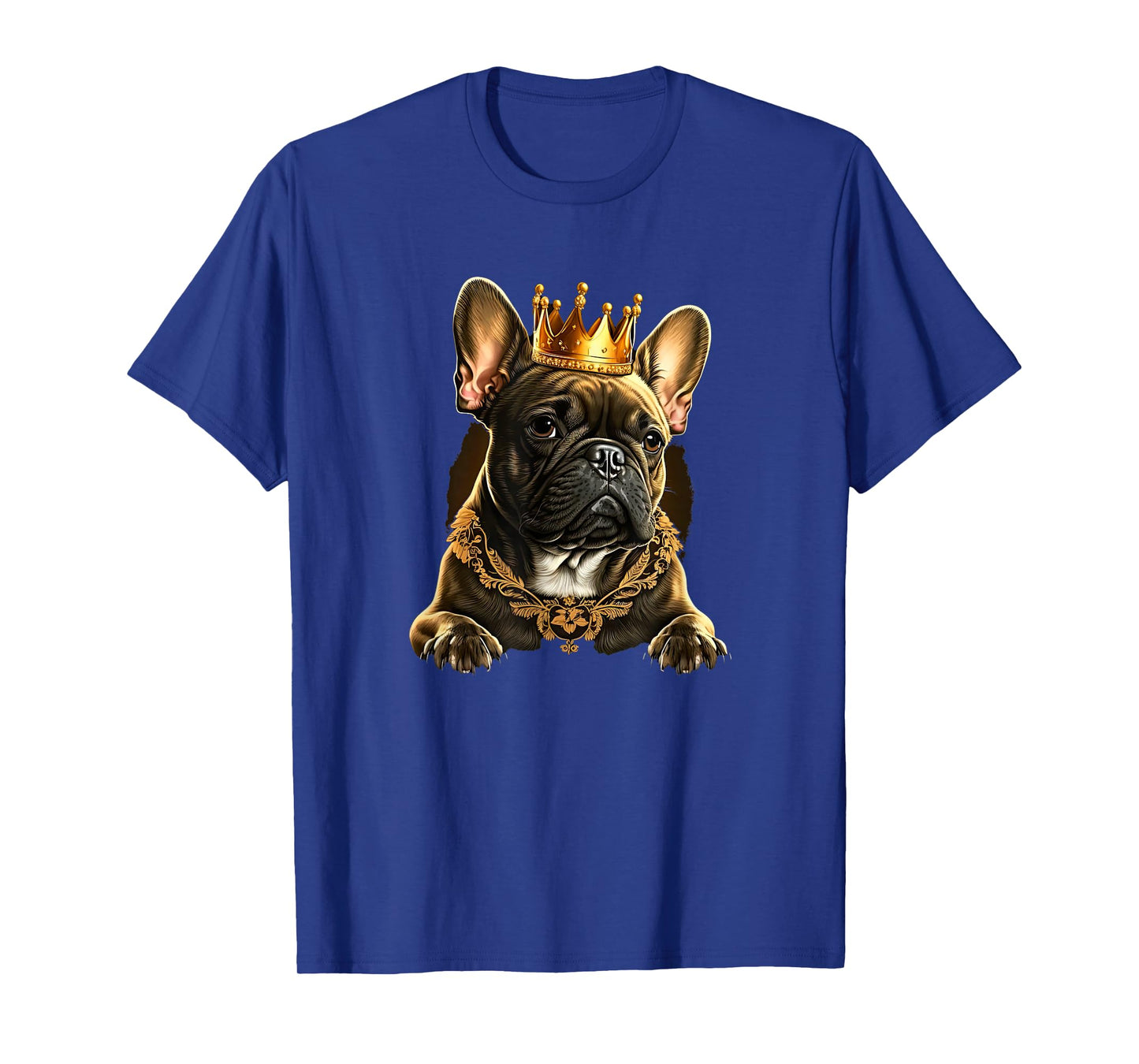 Funny French Bulldog Frenchie with a Golden Crown Men Women Girls Kids T-Shirt