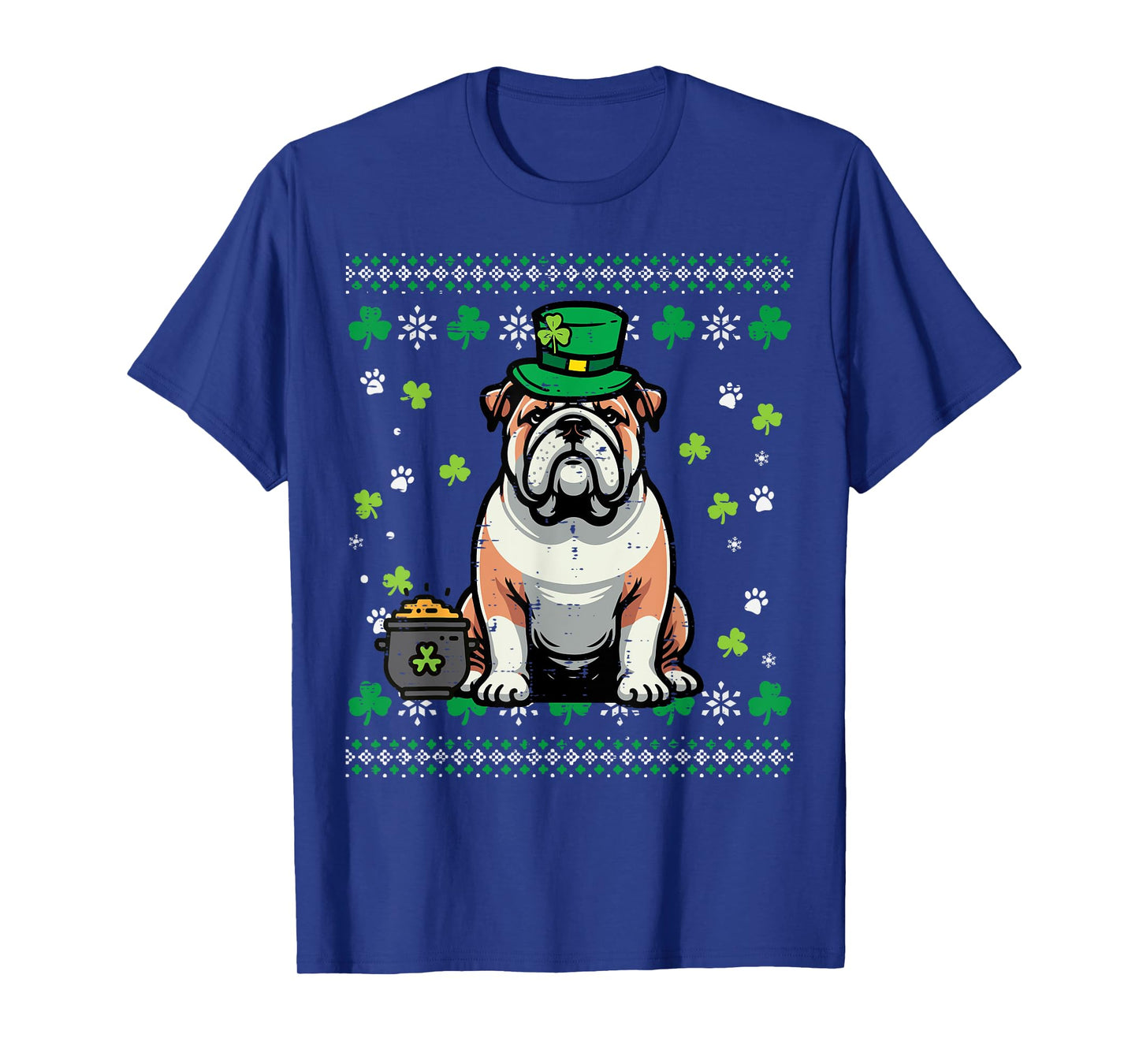 St Patricks Dog English Bulldog Saint Paddys Men Women Kids T-Shirt