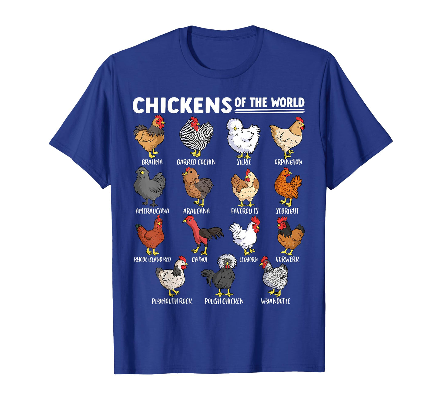 Chickens of The World Farm Animal Lover Educational Chicken T-Shirt